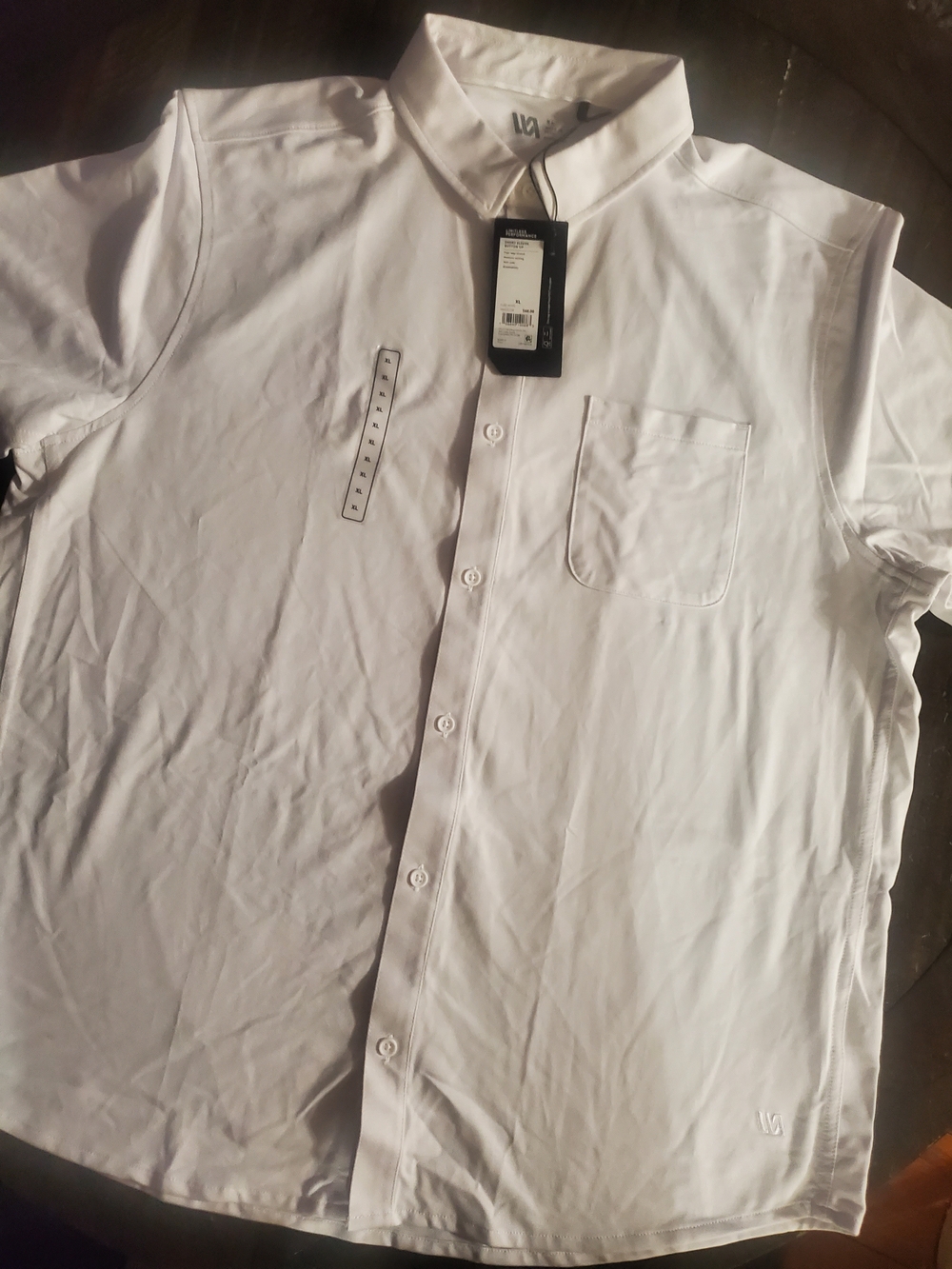 Men's White Short-Sleeve Dress Shirt with Chest Pocket